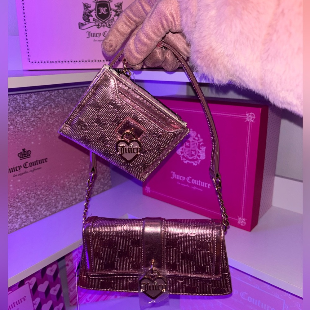 Juicy Couture Metallic purple Clutch and Wristlet Set💜✨